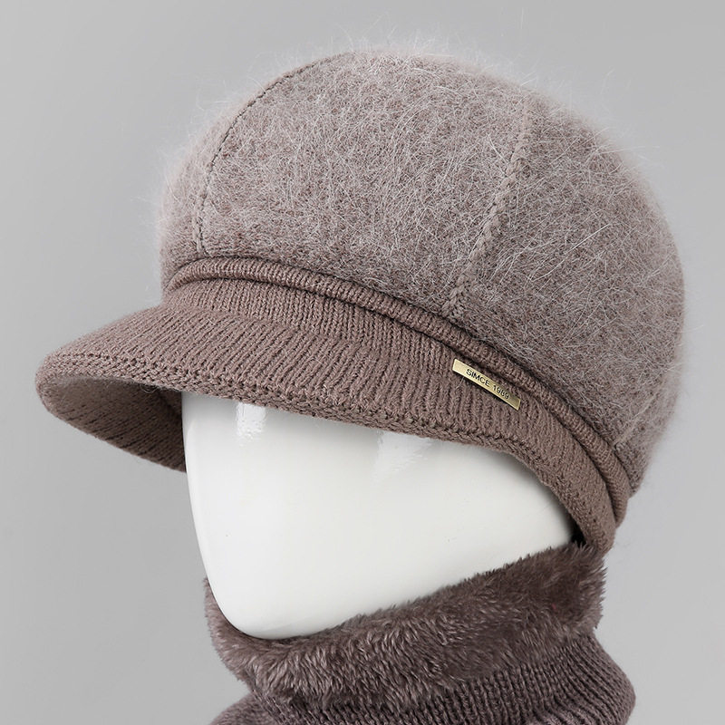 女士中老年人冬季兔毛帽保暖加厚针织妈妈毛线帽防寒百搭老人帽子