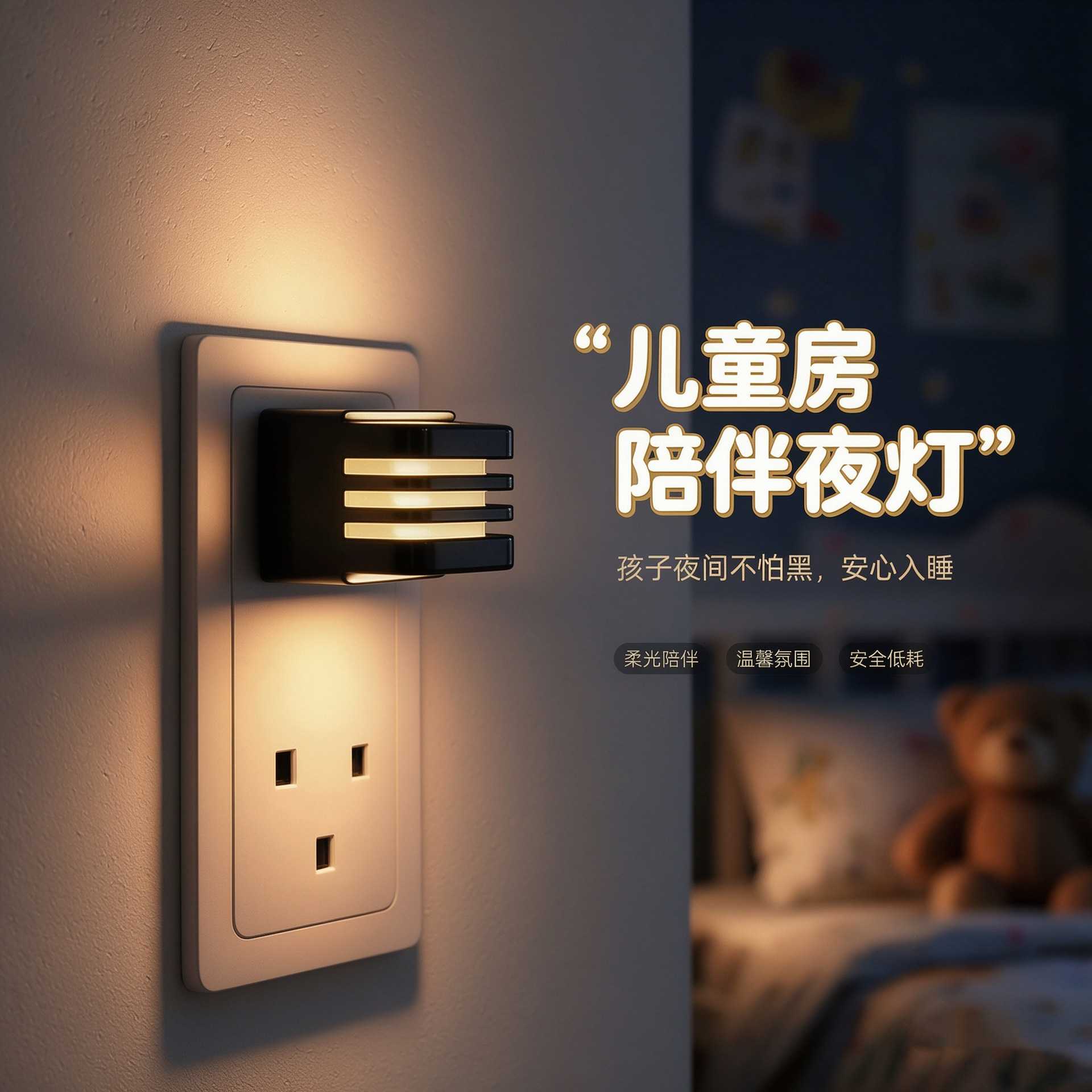 格栅光控小夜灯卧室床头橱柜走廊