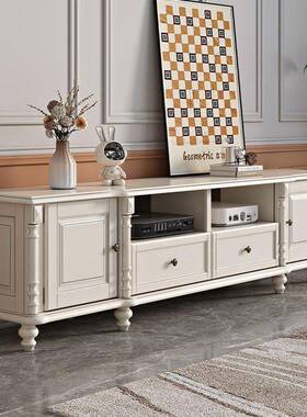 美式电视柜厅全实木奶油风白色茶几电套LIJ视柜组合室客家具装卧