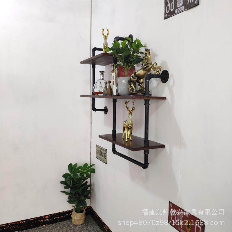 板铁艺水管YNR墙上置物架酒架工业装风饰创意隔壁挂架子美墙面式