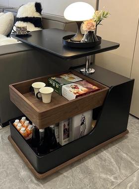 法式复古黑色移动边几可升降几边茶现户代简约小型客LNL厅家用推