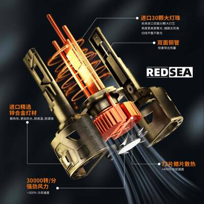 REDSEA高H亮大功率330WH车汽大灯1H74HR3311超强解码9005led汽车