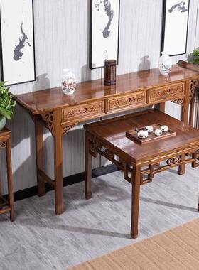 榆中式实木案条供桌香案家用玄关桌佛财神台IQL佛台木农村中堂条