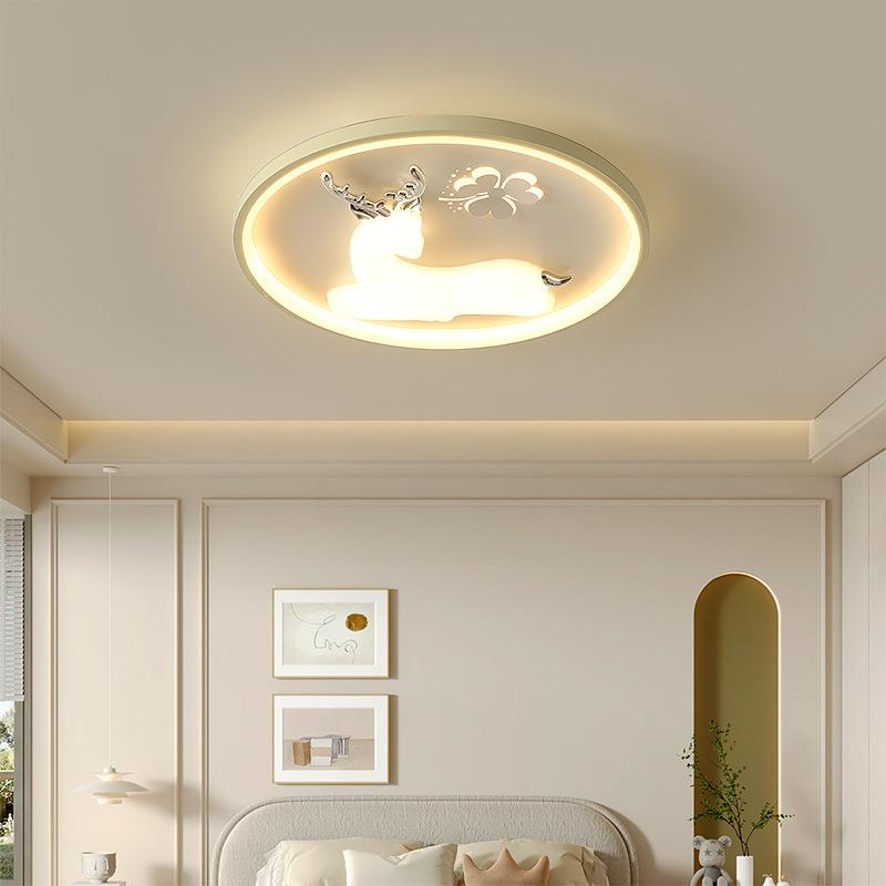 轻约奢现书代简卡通儿童房l顶ed吸灯YSL-8225圆形卧室灯小鹿房灯