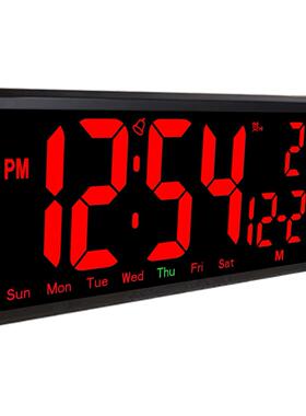 ?大屏时钟客厅用挂钟电子钟家温湿度简约幕闹钟380F$px}h(#9LLED
