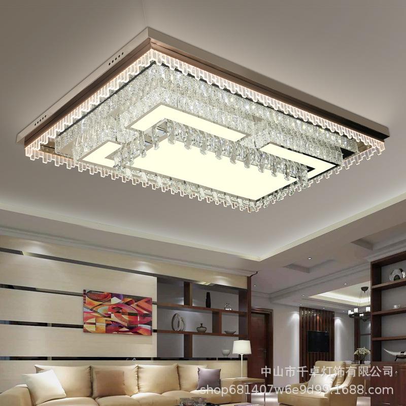 新LED奢华吸顶2057灯2025控档长方形豪高华遥客厅灯具智能水晶灯