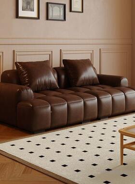 复古风猫抓油蜡皮泡厅芙沙发客家用小KXB户直型沙公寓排美式方块