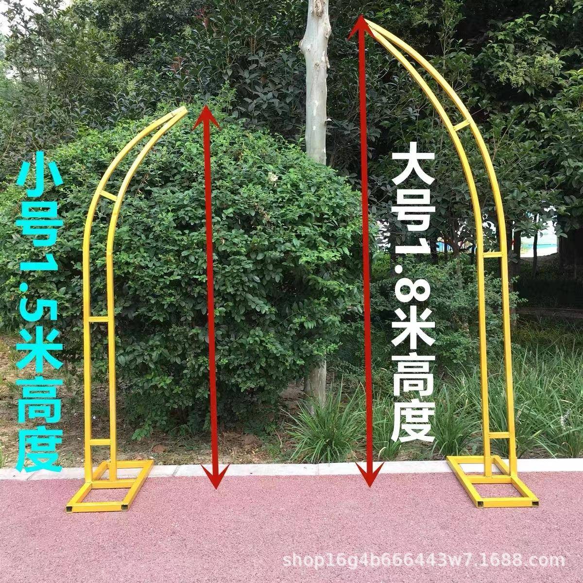 家生产婚庆铁艺HXH牛角路引摆浪件绢花道具门造型拱门厂漫