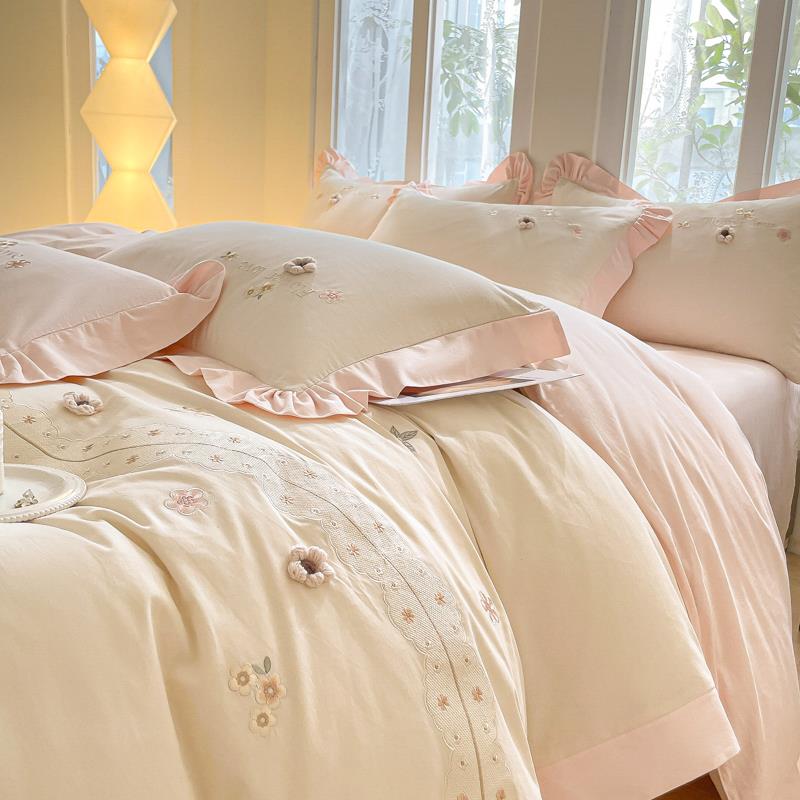 春秋季A类加厚全棉磨毛四件套100纯棉被套床单床笠款轻奢床上用品