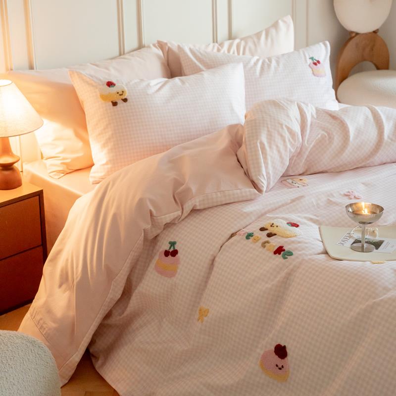 100贡缎长绒棉全棉四件套秋冬纯棉磨毛保暖被套床单床笠四季床品