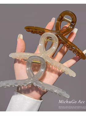 【拍一发三】11果冻色气质交叉夹大号抓夹亚克力鲨鱼夹简约盘发夹