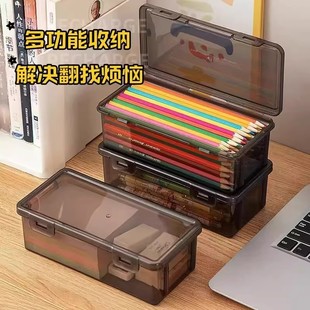 学生笔盒高颜值大容量透明笔筒文具收纳盒铅笔画笔马克笔收纳盒