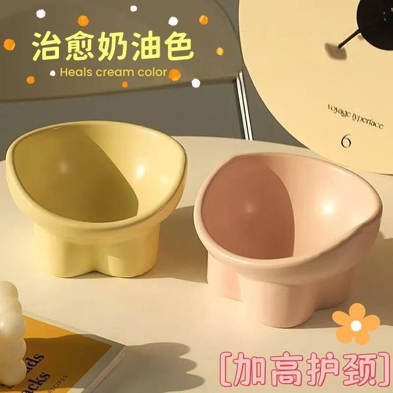 大容量高脚护颈吃饭喝水打翻食盆猫咪饭碗饮水奶油色宠物斜口,宠物/宠物食品及用品,猫狗碗/慢食碗,淘宝优惠券,粉丝福利购,淘宝优惠卷