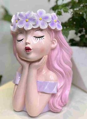 【纯手工制作】仙女花器创意多肉中号花盆小清新花瓶摆件客厅干花