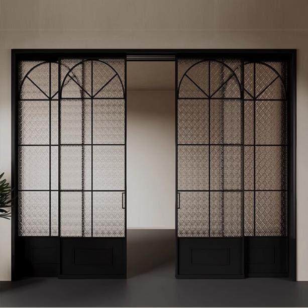 成都重庆法式复古门极窄三联动厨房推拉门客厅阳台吊轨玻璃移门