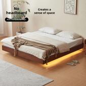 客家木匠实木床橡木无床头榻榻米主卧齐边简约小户型双人悬浮床架