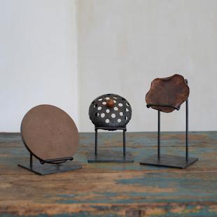 黑铁匠铁艺盘子架瓷盘支架铜镜架子餐盘展示托架小尺寸盘子立架