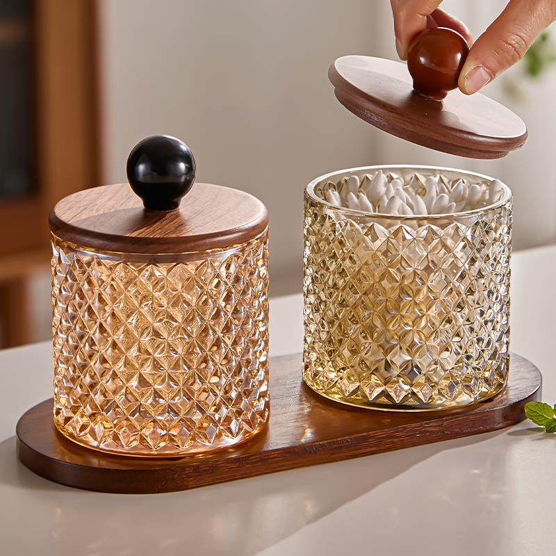 雅港复古玻璃牙签盒高档家用棉签牙线收纳盒创意高颜值带盖牙签筒,收纳整理,牙签盒,淘宝优惠券,粉丝福利购,淘宝优惠卷