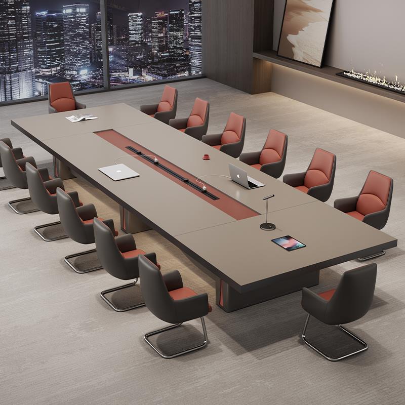 加厚会议桌椅组合轻奢高档大型长桌配灯带会议接待商务洽谈桌新款