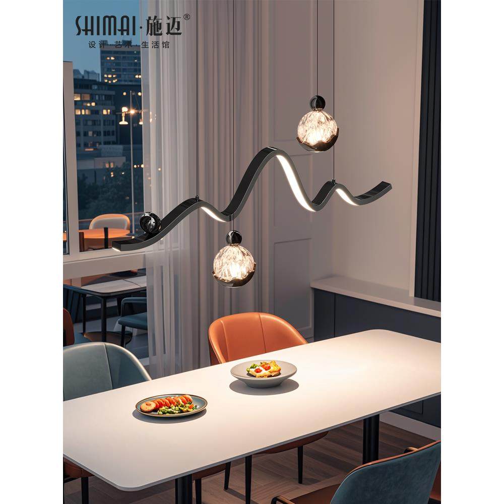 餐厅灯吊灯2025新款意式极简高级感岛台茶室吧台长条餐桌中山灯具