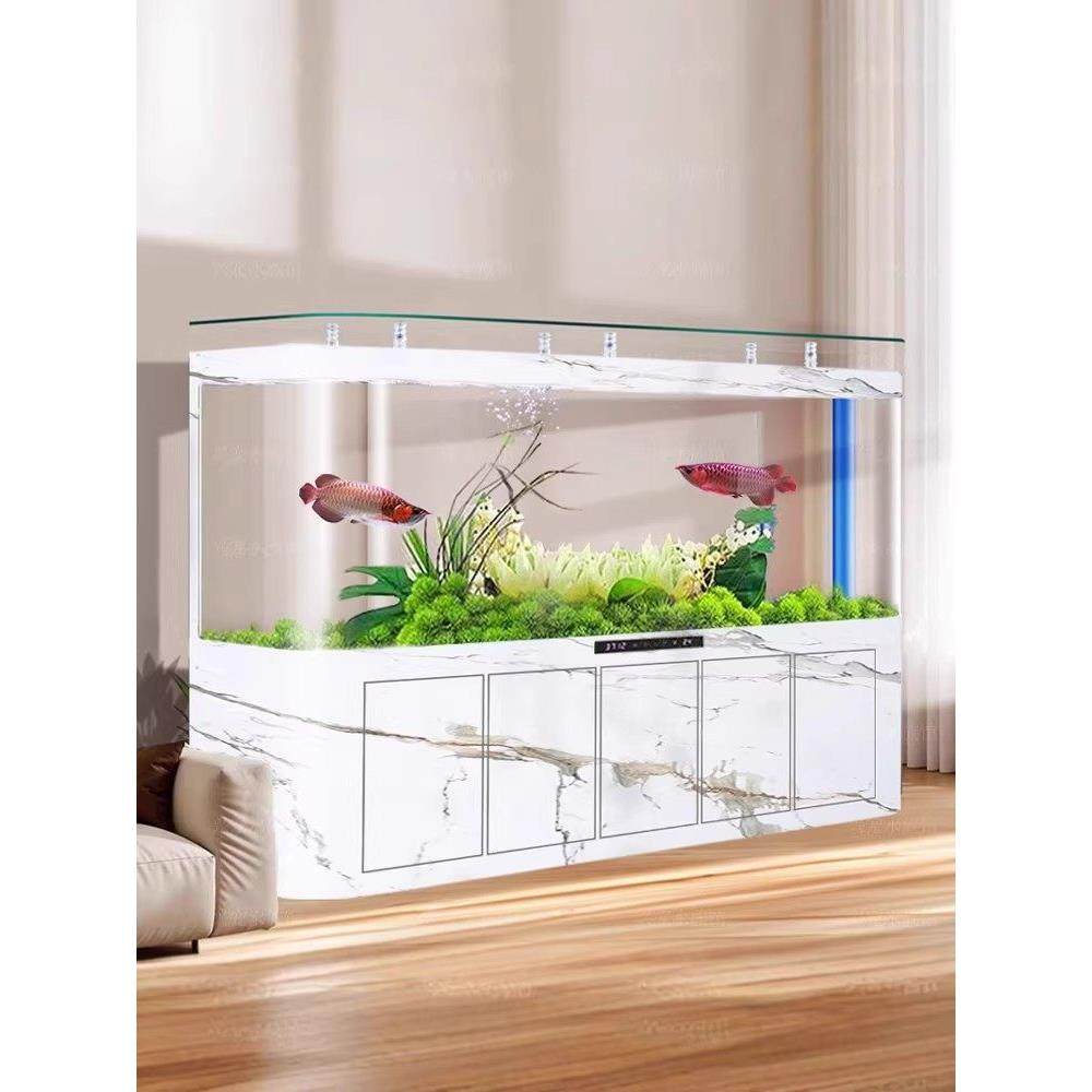 鱼缸客厅屏风隔断家用底滤中大水免换生态懒鱼新款超白水族