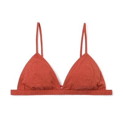 陈小满纯亚麻提花无钢圈透气防凸点三角杯文胸小胸棉法式内衣显小