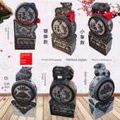石雕门墩抱鼓石一对家用镇宅石狮子貔貅青石彷古麒麟石墩石鼓摆件