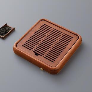 高端花梨木家用小型实木茶盘办公一体蓄排水两用式高档单人茶盘
