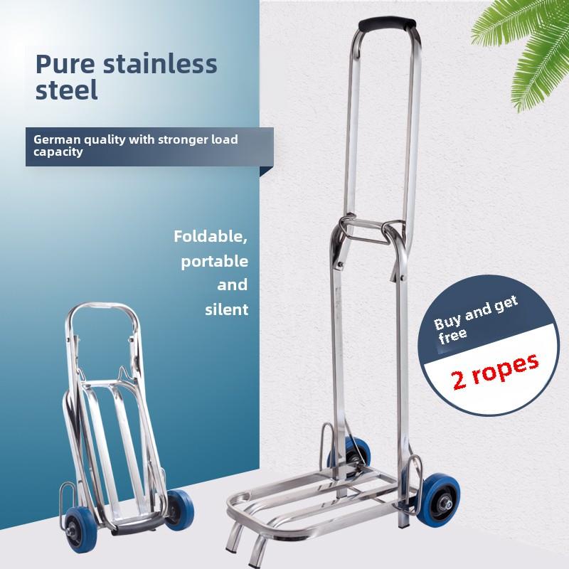 不锈钢手提式行李车可折叠购物车手推车拉卡车拖车手推车杂货购物