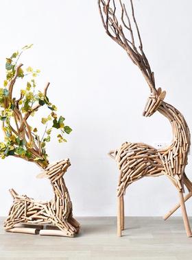 木质招财大型鹿客厅落地摆件家居橱窗民宿办公室装饰乔迁结婚礼物