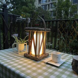 复古太阳能庭院灯笼户外防水手提充电桌灯舞台道具装饰悬挂暖光