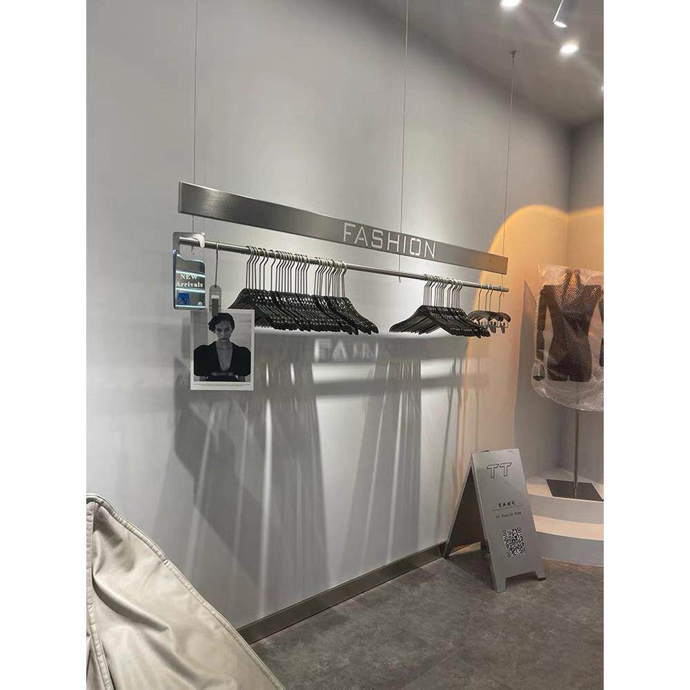 服装店展示架不锈钢上墙架吊挂吊顶悬挂衣架杆网红买手店女装定制