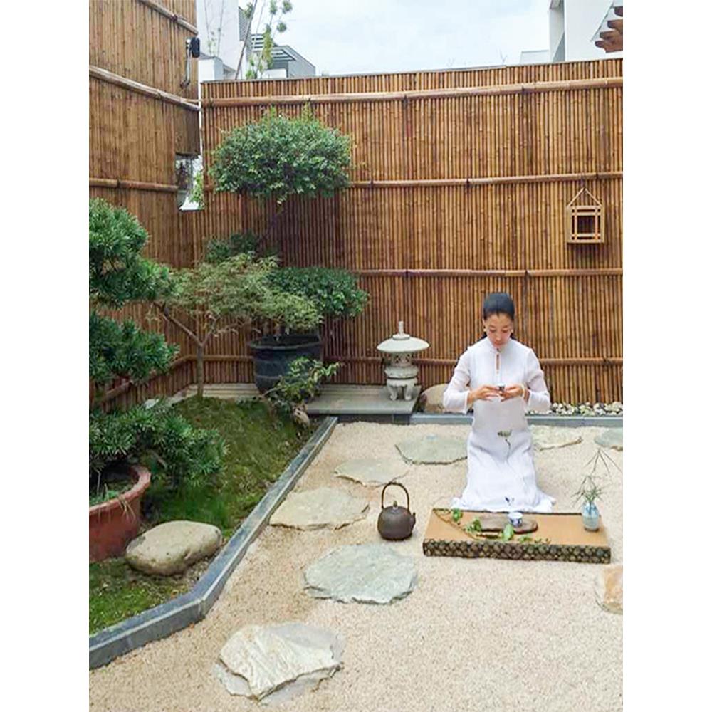 日式花园庭院碳化竹篱笆门栅栏围栏定制竹竿竹子户外竹排防腐防霉