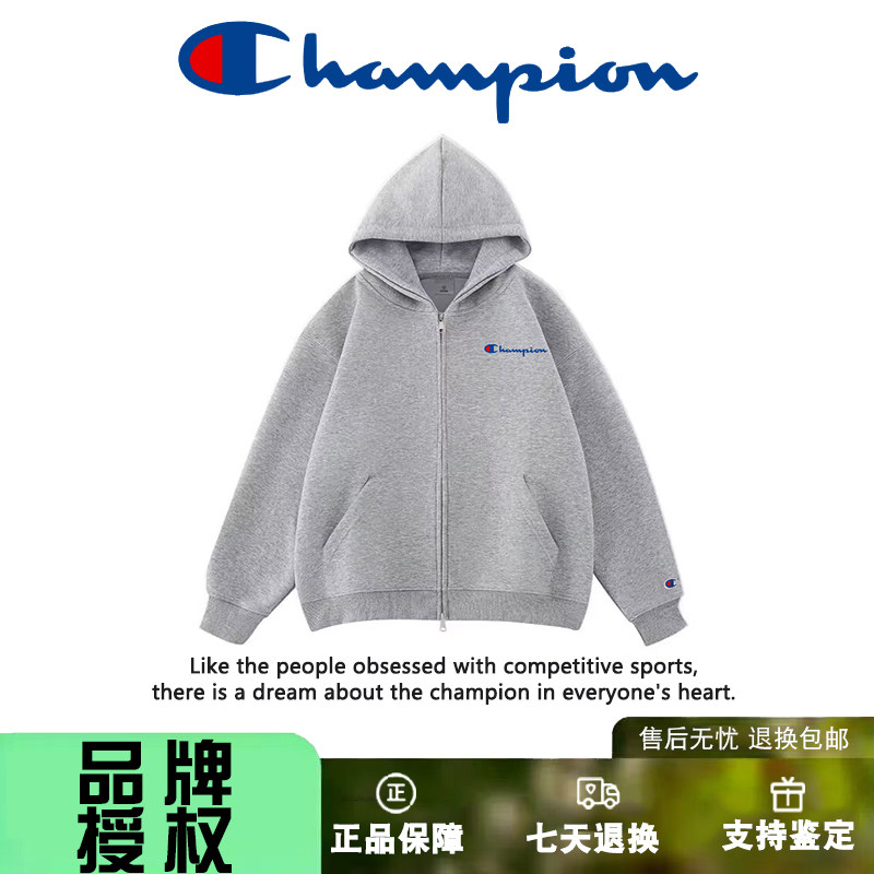 日版冠军连帽卫衣男女情侣春秋季新款宽松简约拉链休闲开衫外套潮