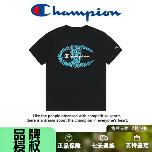 日版冠军运动短袖t恤男女2026夏季新款涂鸦logo印花宽松纯棉半袖