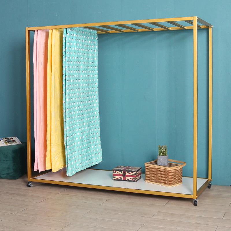 被子展示架空调被金色展架家纺夏凉被货架落地式窗帘布艺陈列架