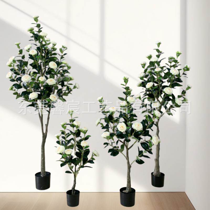 仿茶花树山茶真花家居装饰仿真花假花酒店饰AGL厂家婚礼装布