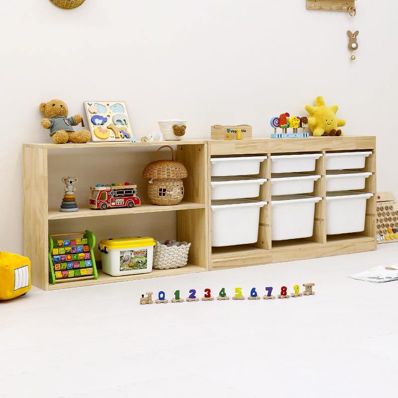 幼儿园教具收纳储物柜早教玩具展示柜可分层整理绘本架实木教具柜