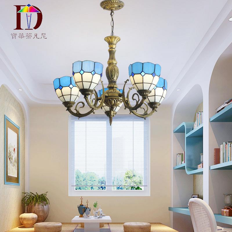 蓝吊色地海风格794灯定蒂凡尼酒店非标工程大厅客制厅中灯具