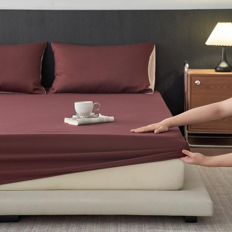 LY202410100s纯色天丝棉磨毛床笠件包全席梦思保床护单罩防滑床单