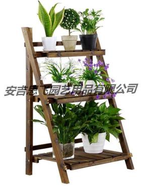 思飞艺木制花架碳吊化园室内阳台花架实木质多花层SF21823-格绿萝