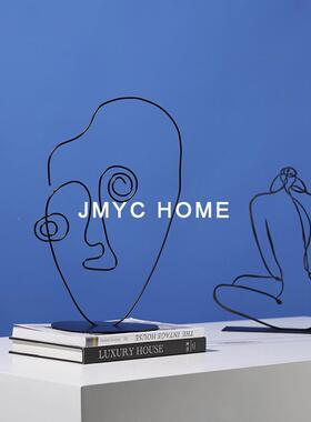 艺简约轻奢抽象铁床人物艺术摆件工茶几艺AL670468电视柜头柜摆设