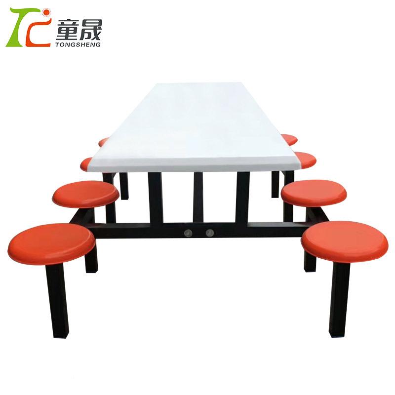 学校员01380工食堂餐椅桌椅连小吃体店餐桌户外八人连位体快餐桌
