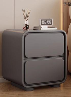 新款网柜JFP简红床头奢柜白色奶油风约现代轻卧室皮质实木床边储