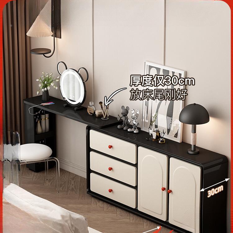 法式奶油风床尾柜梳缩妆斗台柜一超薄30c体m卧GCA室极窄伸复古化