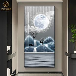 现高档入玄关装 饰画进门廊过道户挂画客厅玄幻轻奢福PMW禄壁画走