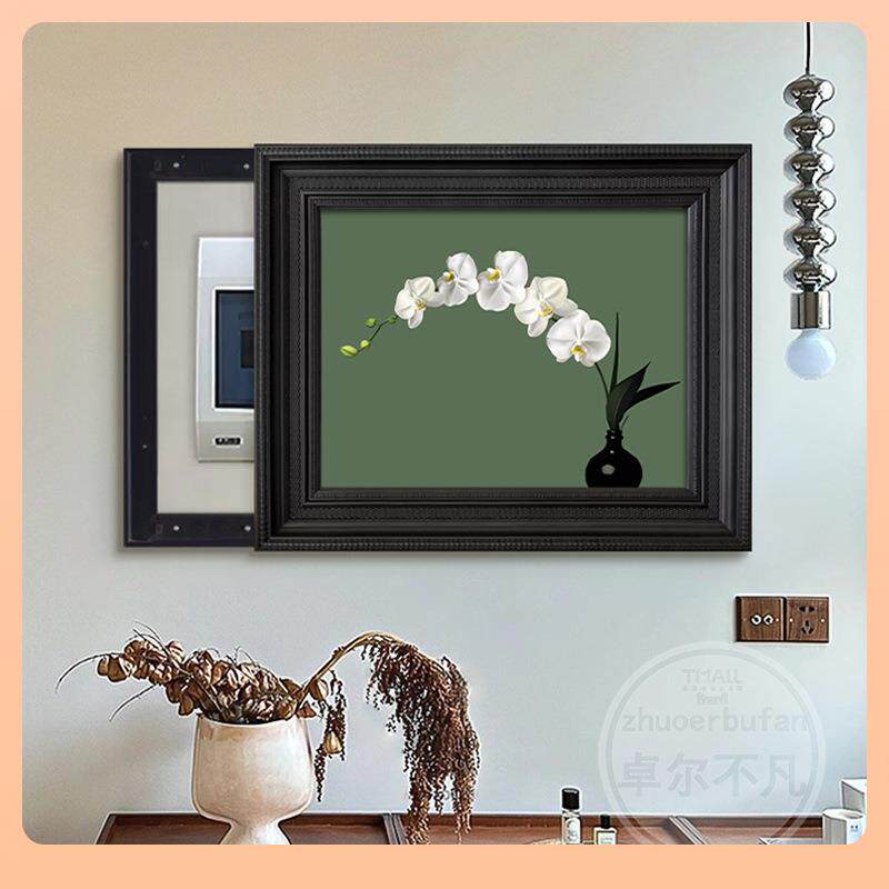 ?《蝴蝶兰》中古风电表箱装Fh($p@vb饰画挡遮配电箱0盒挂画闸箱2