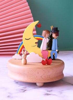 情人质SW-1537节20木八音盒彩绘彩虹音乐爱盒情故事复古摆件5工艺