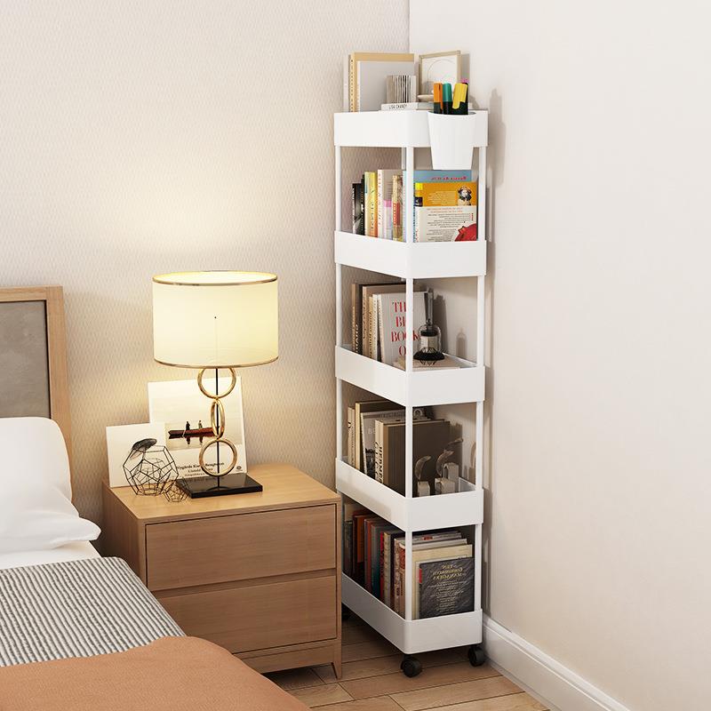 移动书型架推落地置物架简TTJ易床头小车课桌边书桌纳收窄小夹缝