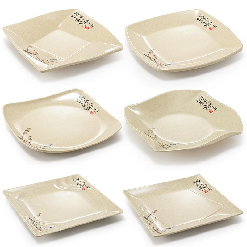 0饭个装仿瓷塑料碟子四方翘脚快1餐盘饭浇店炒菜盖盘商JJC用密胺